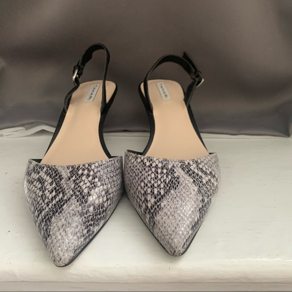 Snakeprint Pointed Toe Kitten Heel - Picture 3 of 5